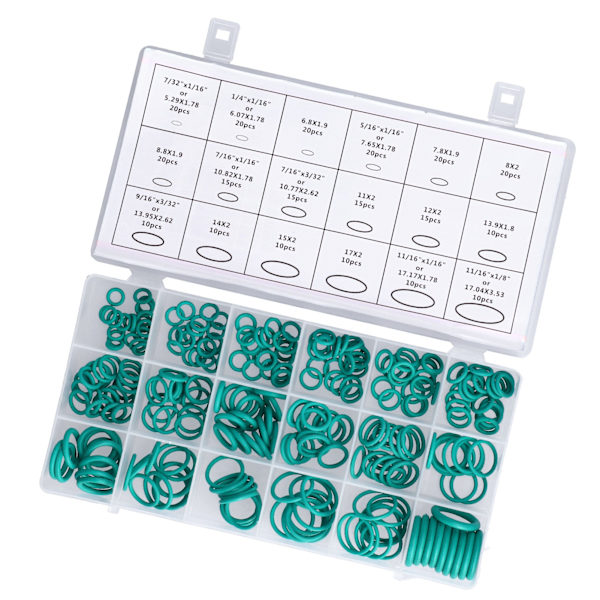 270-packning O-ringar Tätningsbricka Packning Sortiment Set 18 Storlekar Kit Gummigrommets för Reparation Grön