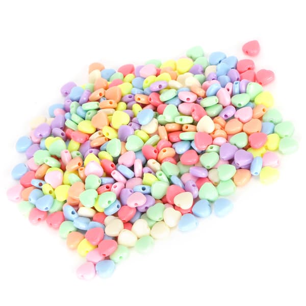 500 STK Hjerteformede Plastperler Håndverksperler for DIY Klestilbehør Materialer