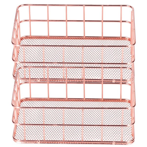 2 STK Nordic Simple Rose Gold Smedejern Opbevaringskurv Desktop Organizer ContainerS