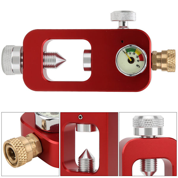 DEDEPU Scuba Diving Adapter 8mm Oxygen Bottle Connector med trykkmåler for undervannssnorklingutstyrRød