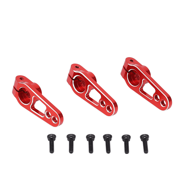 3 st/set 25T Styrservoarmar för 1/10 Fjärrkontrollbil Aluminiumlegering Servoarm Röd