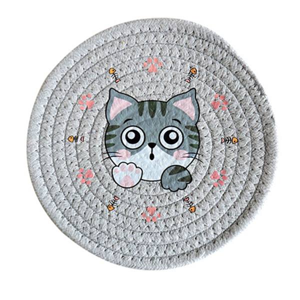 18 cm husholdningsbord varmeisolerende gryteunderlag rund plate varmeisolerende matte varmeisolerende plate matte lysegrå katt