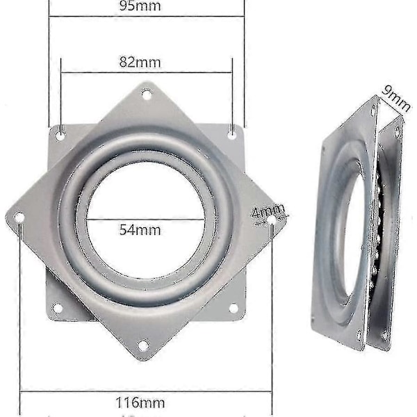 Kulelager Dreiebord, dreieplate, dreiefot, 360 graders roterende brett, dreie firkantet metall, dreie båtkrakk bar, dreiekrakk seteplate, 4 tommer-B15