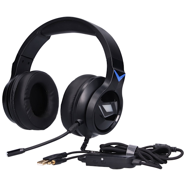 Gaming Headset Surround Sound Støydempende Over Ear Hodetelefoner med Mikrofon og LED-lys for PS4