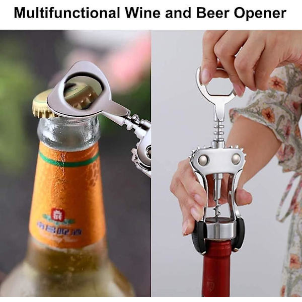 Vingåbner i Zink Legering med Premium Vinger - Multifunktionel Flaskeåbner