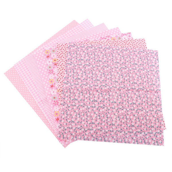 7 st bomullstyg DIY blandade rutor förskurna sängkläder kvarter bunt rosa 25*25cm
