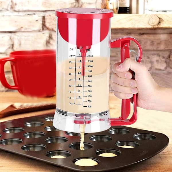 Elektrisk pandekagedej dispenser 1200ML kagedej tragt målekop muffin bageværktøj til hjemmekøkken