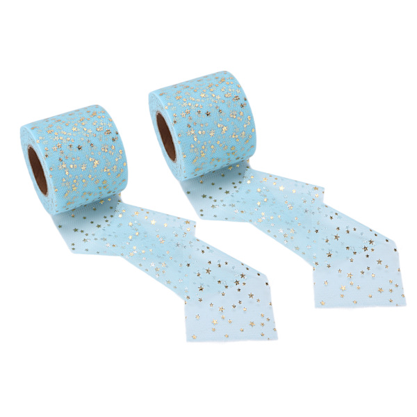 2 rullar glitter tyll med glänsande utseende, enkel användning, tillräcklig mängd, fyra färger, nättygstyll för DIY-dekor, himmelsblå