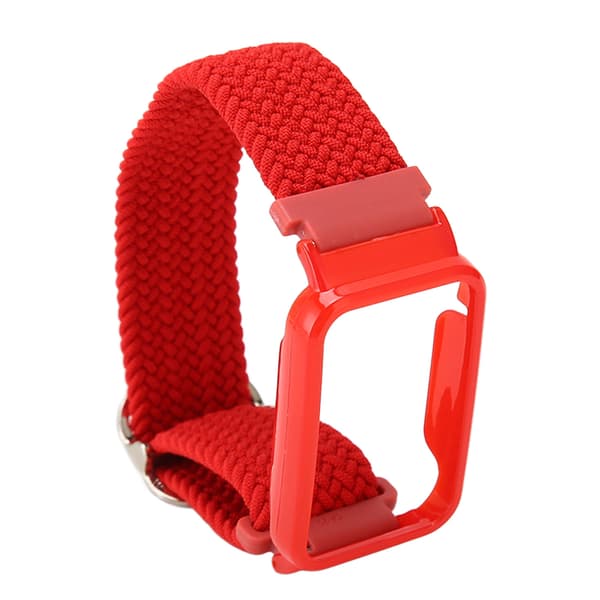Flätat Loop-armband för Mi Band 7 Pro Justerbart Elastiskt Nylon Loop-armband med Skyddsram Rött Armbandsfodral