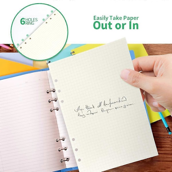 A5 3-pack 5 mm Rutat Papper, 6-Håls Övningspapper
