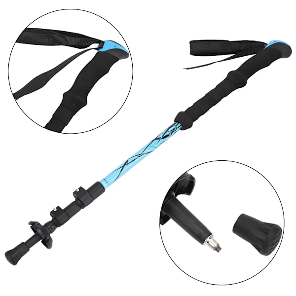 7075 Aluminiumlegering Udendørs Klatring Strækbar Trekkingstav Alpenstock Udenfor Lås Caneblue