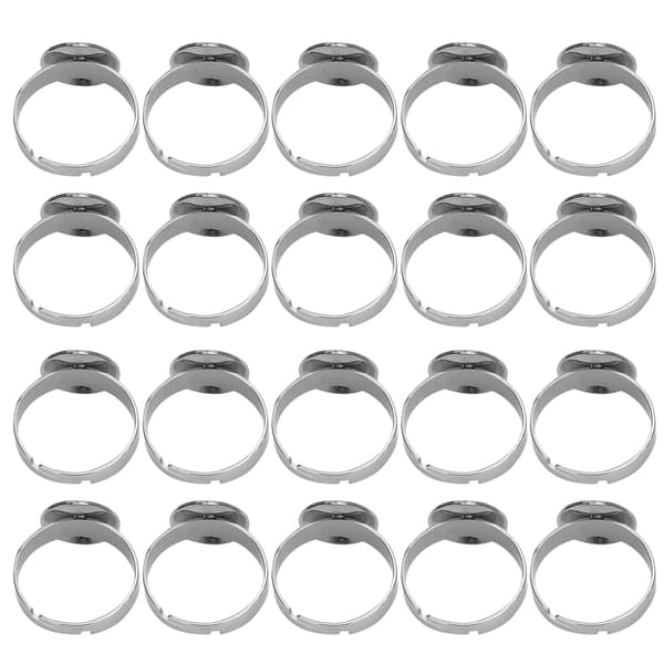 20 stk. flad ringbase justerbar rustfrit stål semifærdige DIY smykketilbehør 12 mm