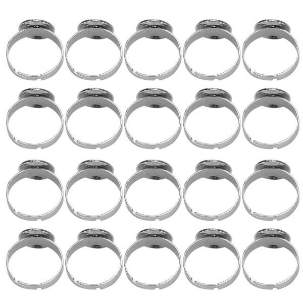 20 stk flate ringbaser justerbar rustfritt stål halvferdig DIY smykker tilbehør 12mm