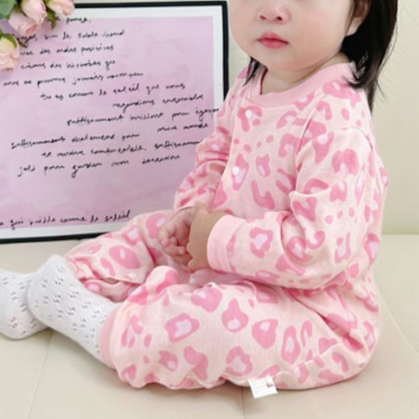 Baby Jumpsuit Rosa Tryck Varm Bomull Mjuk Bekväm En Delig Overall Body 73cm