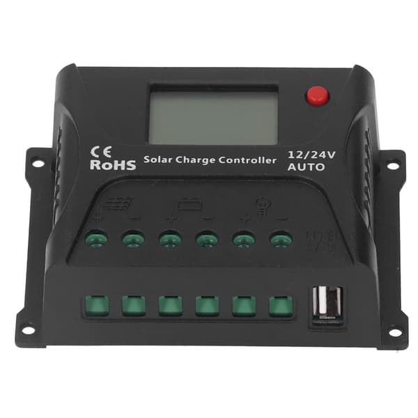 Solar Charge Controller PWM Afladningskontrol LED Display med USB 10A 12V 24V til Batteri