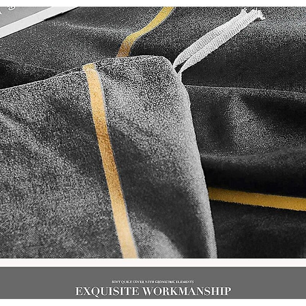 Dynetrekksett med putetrekk Geometrisk trykk Basics Reversibel 2 Personers sengesett med glidelås i myk mikrofiber 2/3 deler (Grå 1, 3 deler 200