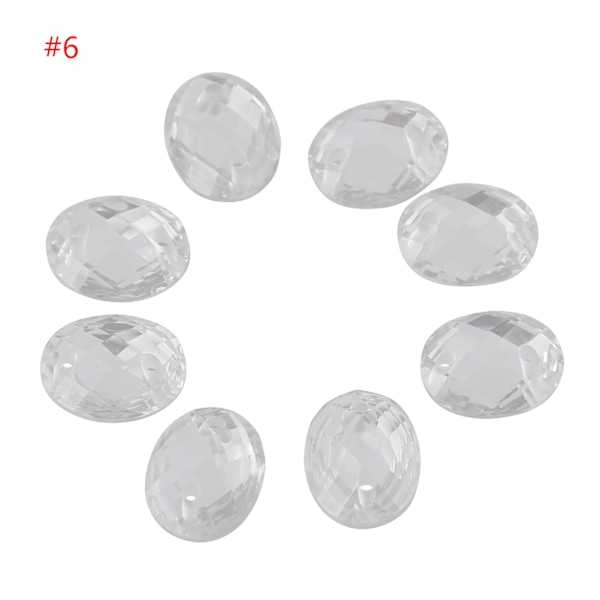 200 st/förpackning Flatback Akryl harts sömnad Glänsande kristall med hål hantverkstillbehör (#6)