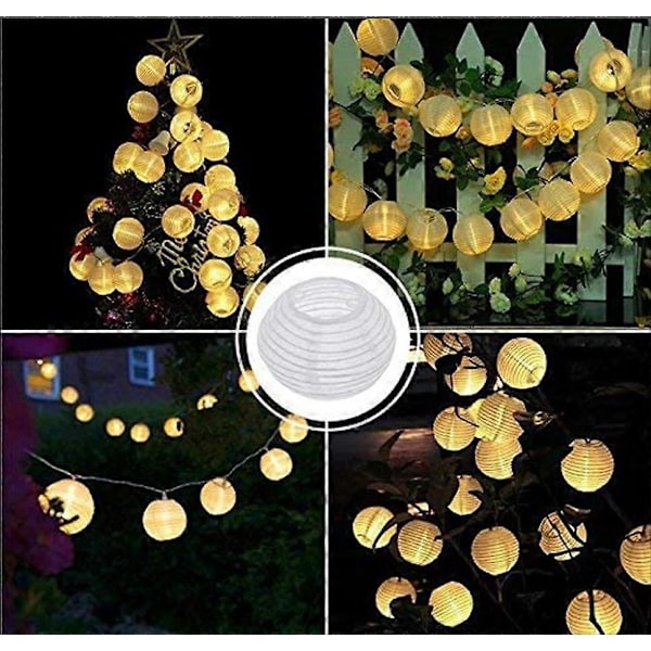 Aurinkokennovalot ulkokäyttöön puutarhaan, 20 LED lyhtyä joulukoristeeksi, köynnös Guinguette aurinkolyhdyt vedenpitävät - lämmin valkoinen