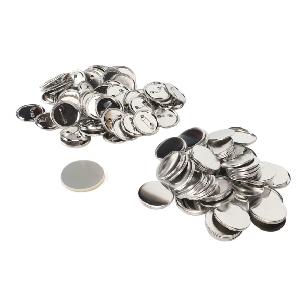 100 Set Pin Back Button Delar Blank Jämning Metall Hållbar Clip Button Making Supplies för Badge Craft DIY 50MM