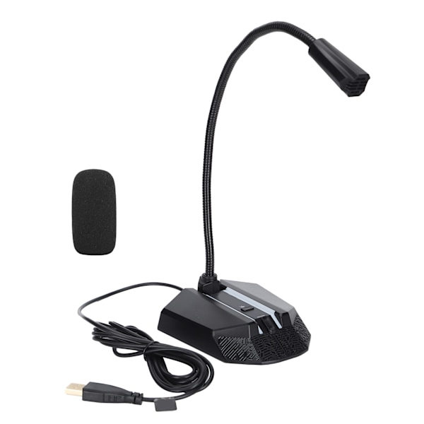 Datormikrofon Svanhalsdesign Allmän typ Mikrofon med färgglad RGB-lampa för inspelningsmöte