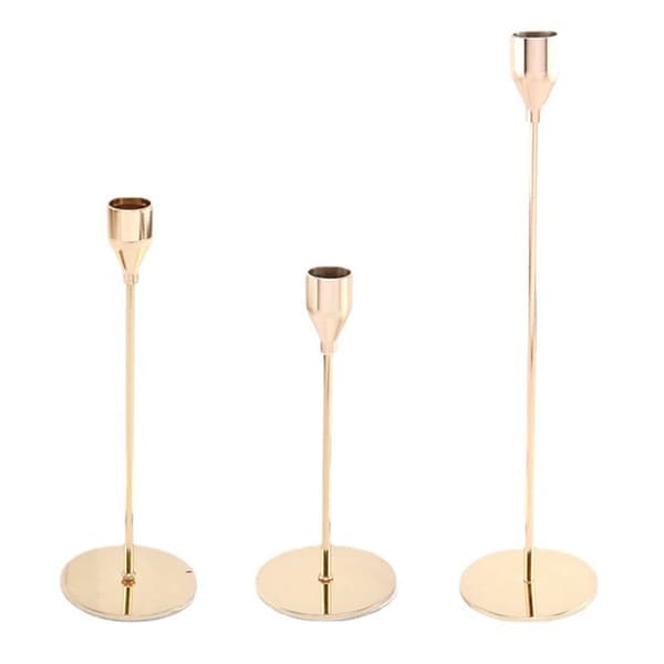 Lysestaker sett med 3 for koniske lys Dekorative lysestaker i metall for bryllupsmiddagsselskap