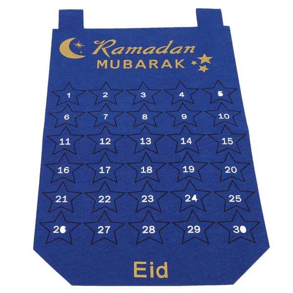 Eid Mubarak adventskalender hengende stoff nedtelling datovisning Ramadan dekorasjon blå