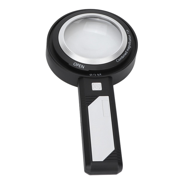 Seniorer 6X/15X forstørrelsesglass 6 LED-lys Håndholdt linseforstørrelsesglass for leseinspeksjon
