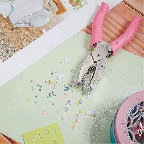 Ln-3 Delar Handhållen Hålslag - Mjukt Grepp, Cirkel, Stjärna och Hjärtformade Hål, Verktyg för Kläder och Scrapbooking
