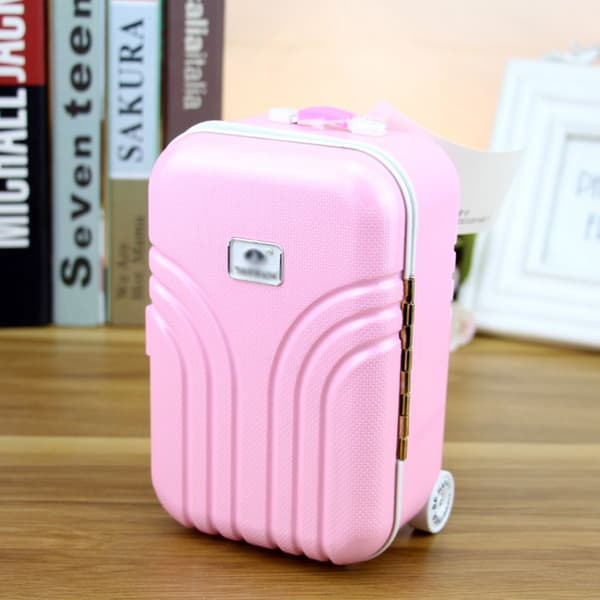 Sparegris Koffert Søt Mini Tralle Bagasje Pengeboks Skrivebordsdekorasjon