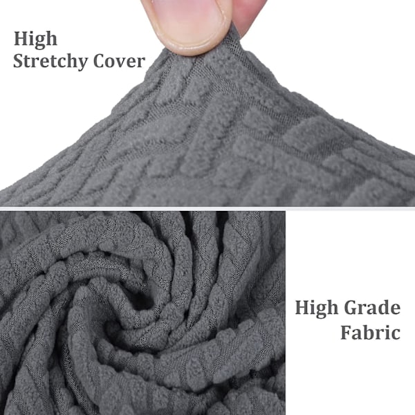 Skandinavisk Stolkledning Stretch Skandinavisk Spisestuestolkledning, Diagonal Jacquard Elastisk Stolkledning Universal for Hjemmedekor, Grå