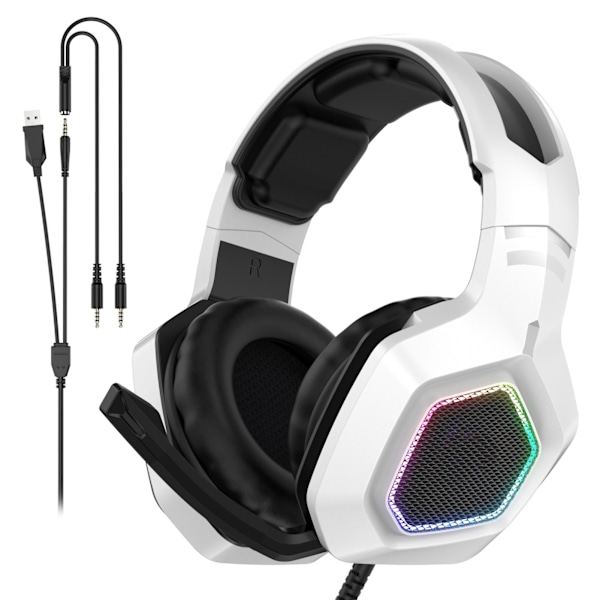 Gaming Headset Bass Stereo Bekvämt Naturligt Bärbart E Sports Headset för PS4 och PC för K10 Vit