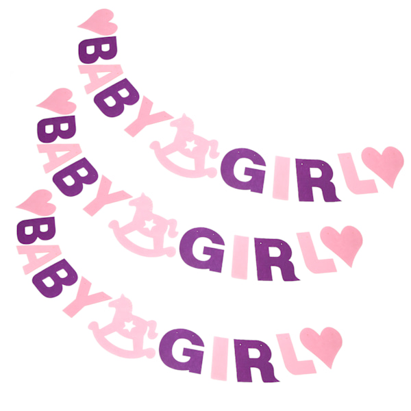 Baby Shower Banner Naturlige Nonwovens Håndlavede Genanvendelige Holdbare Lyse Farver Baby Pige Banner