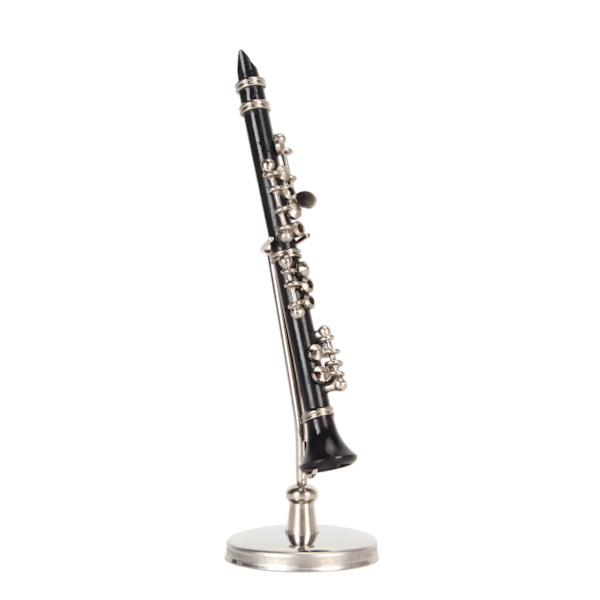 Miniature Klarinet Model med Stativ og Etui Musikinstrumenter Klarinet Model Display til Skrivebordsdekoration 3,15in
