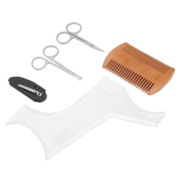 Transparent Skäggformningsmall Kam Sax Skäggvård Formning Styling Set