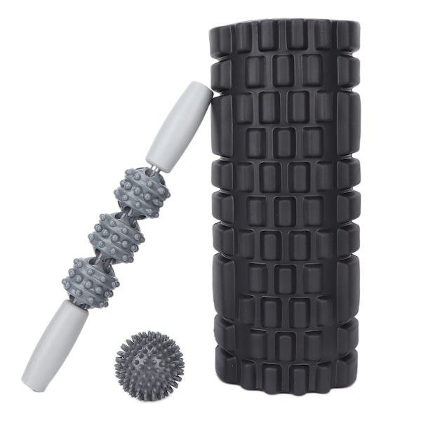 Skummassasjerullesett Hule muskler Relax Bærbar Fitness Yoga Stick for Midje Nakke RyggSort firedelt dress
