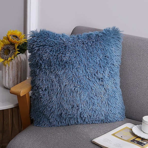 Soveromsdekorasjon kunstig pels myk pute seng 4 deler firkantet 40 * 40 cm