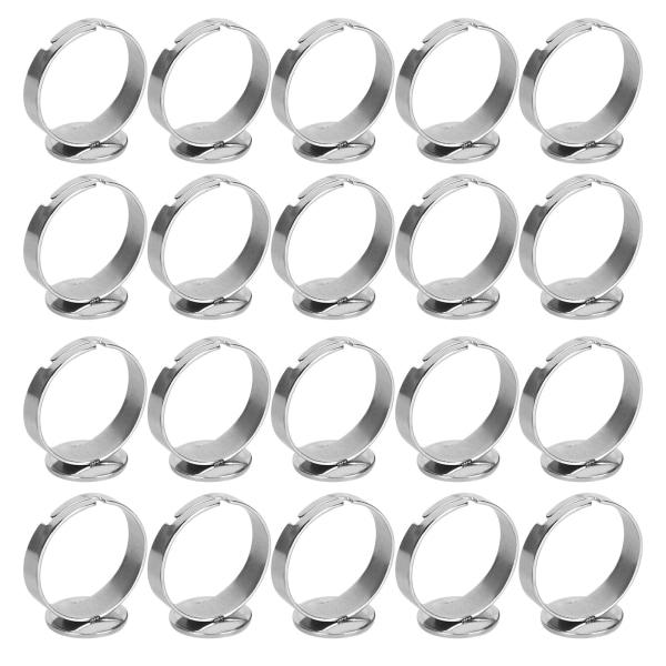 20 stk flate ringbaser justerbar rustfritt stål halvferdig DIY smykker tilbehør 12mm