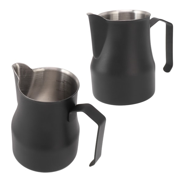 Melkeskummerkopp 304 Rustfritt Stål Tute Munn Skala Kaffe Latte Melkeskummerkopp for Arbeidskontor Matt Svart 550ml