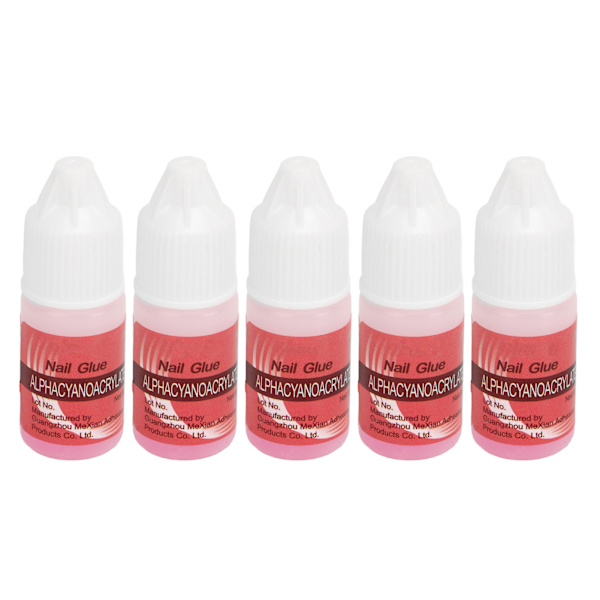 5 stk Nail Tips Lim Hurtigtørkende Fin Pensel Nail Art selvklebende lim for Rhinestone Decors