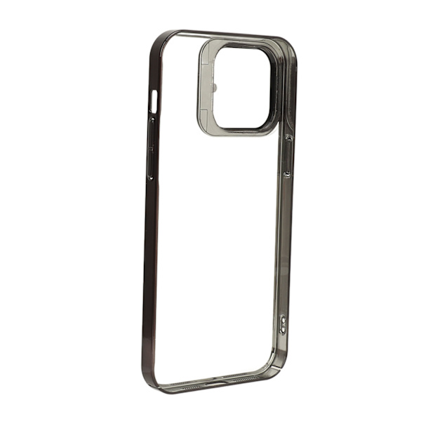 Magnetiskt telefonfodral Slim Shockproof Telefonfodral med kameralinsskydd Stativ Hög transparens PC Hård skyddande fodral Svart för Iphone 14pro