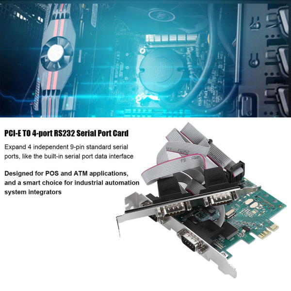 PCI-E til RS232 4-ports seriell portomformer PCI Express-kontrolleradapter utvidelseskort