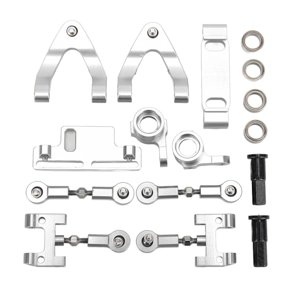 RC Aluminium Övre Nedre Upphängningsarm Styrkopp Hex Adapter Metalltillbehör Set för WPL D12 RC BilSilver
