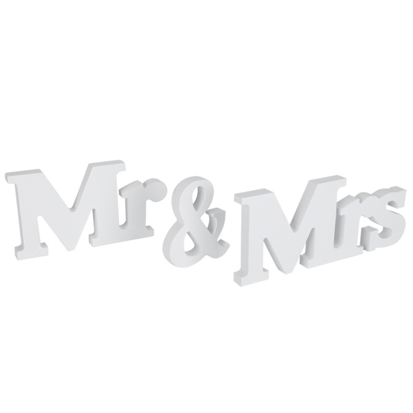 Mr&Mrs Treddekorasjoner for Bryllup Valentinsdag Romantisk Ornament Tykkelse 1,2 cm