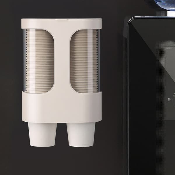 Papirkoppdispenser i plast, dobbel holder for vanndispenser, restaurant, hotell, kontorbruk