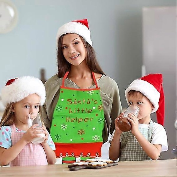 Julig Tecknad Kökförkläde för Julfest Kock Matlagning, Vuxen Förkläde med Tomte Snögubbe Älgmönster