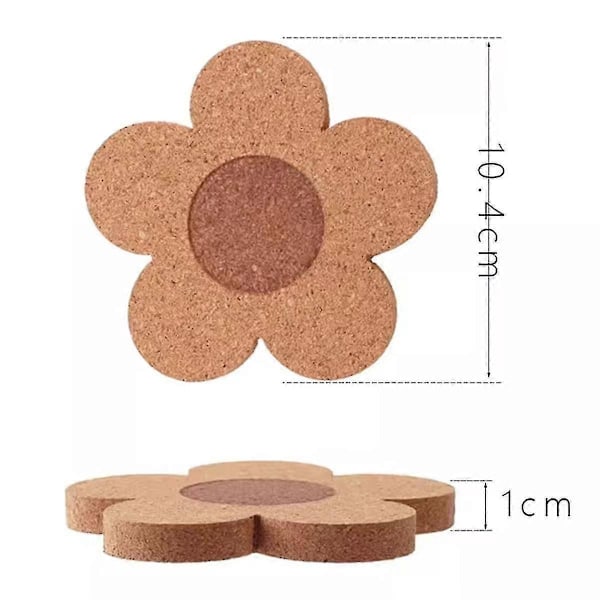 6 kpl Söpöjä lasinalusia juomille, imukykyinen ja uudelleenkäytettävä lasinalussarja 10 cm korkkia kukka-muotoisia lasinalusia C:lle