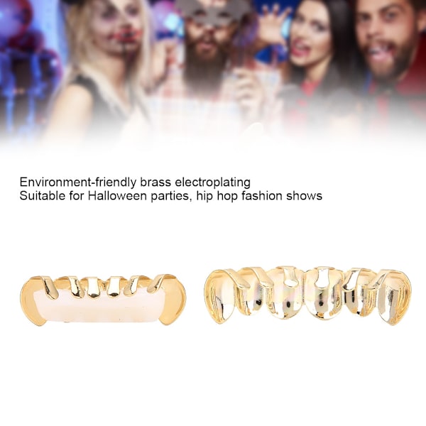 Guld Tänder Set Tvåfärgad mässing Utsökt tänder tillbehör för Halloween Party Gift
