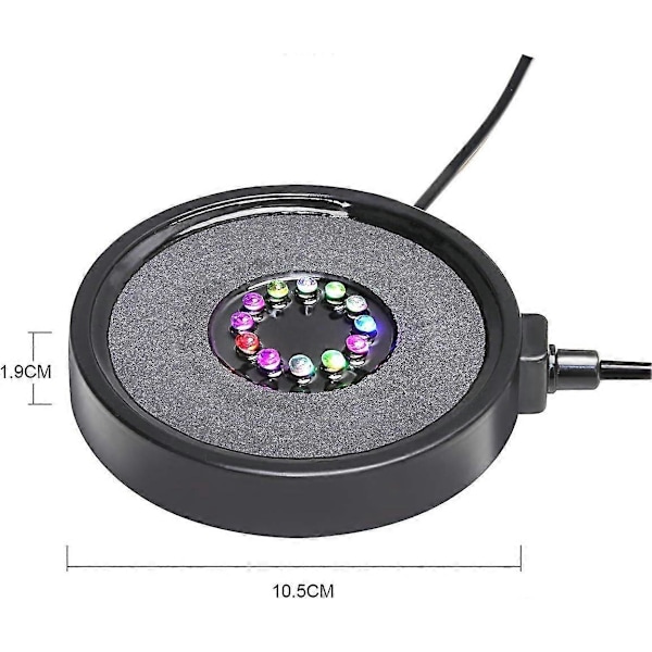 Passende Akvariefisketank Luftgardin Boblesten Disk med 12 Flerfarvede LED'er