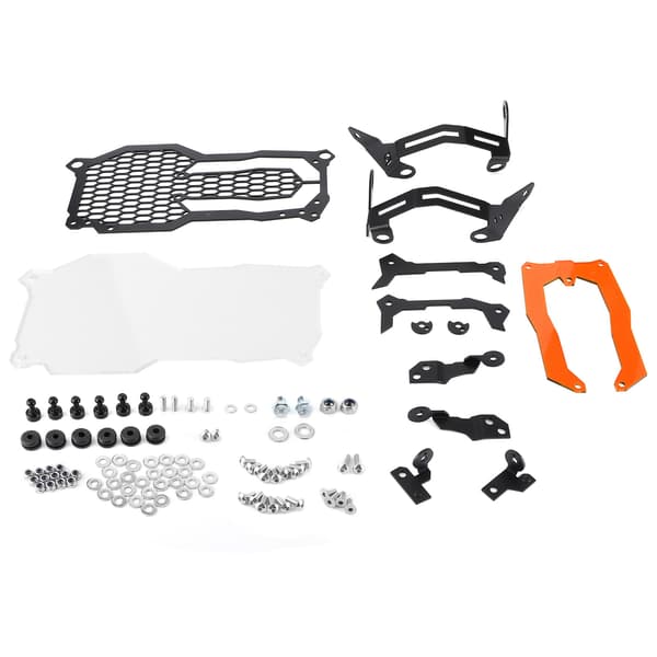 Rustfritt stål frontlyktbeskyttelse grilldeksel med akryl lampepatch, passer for R1200GS R1250GSRød