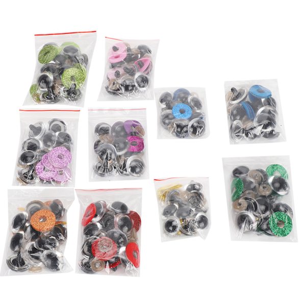 Sikkerhetsøyne med fargerike glitterbrikketilbehør for dukkeleker utstoppede dyr Dolls24MM